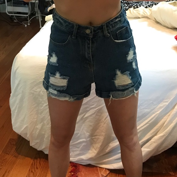 High waisted denim shorts -bought in Hong Kong - Picture 2 of 7